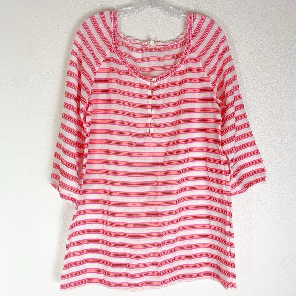 J. Crew Factory Tunic Top Women Small Cotton Popover Beach Coastal Preppy Stripe
